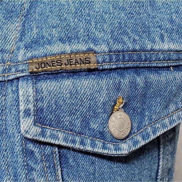 VINTAGE 1980s Jones New York Stone Wash Light Wash Button Up Denim Vest Large - Picture 4 of 10